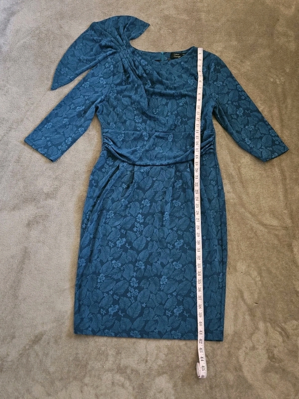 VTG 80s Vibe Turquoise Cocktail Formal Jacquard Floral Women's XXL Vfshow NWT